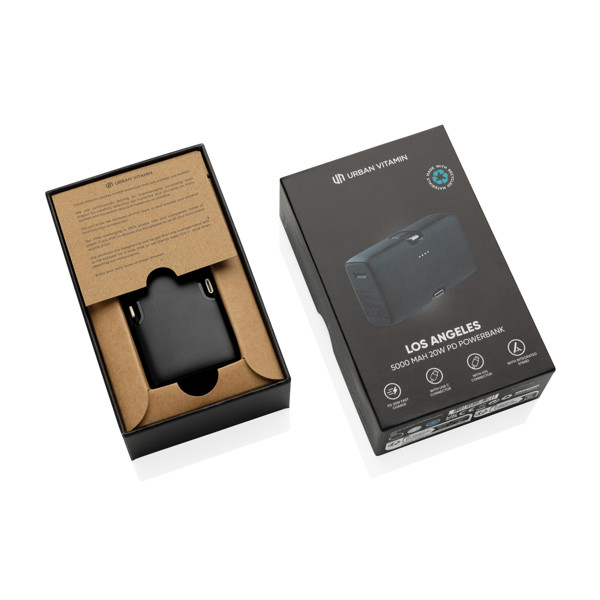 Powerbanka Urban Vitamin Los Angeles 20W PD z RCS plastu - Černá