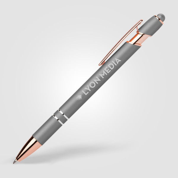 Stylo Prince Softy Rose Gold Métallique avec Stylet - Argent / Laser