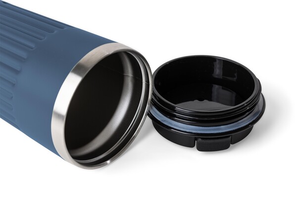 Mug de voyage en acier inoxydable recyclé (400 ml) Chiara - bleu