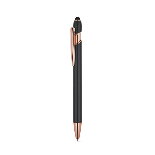 NEIL ROSE. Stylo à bille en aluminium recyclé (100% rAL), avec une finition mate et une encre bleue - Noir