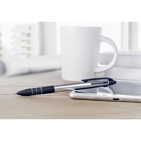 Stylo bille stylet 3 couleurs Multipen - Argent