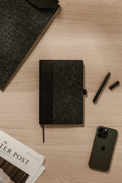 VINGA Albon GRS recycled felt notebook - Black