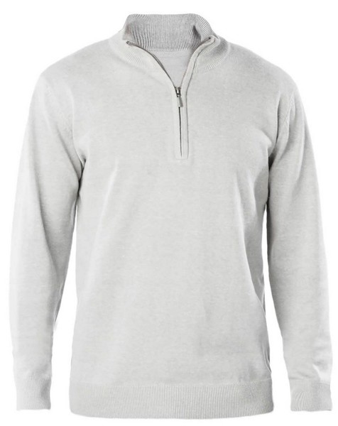 Men's Zip Neck Jumper - Grey Melange / XL