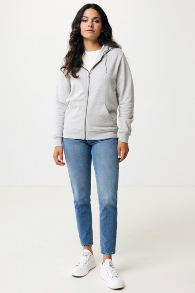 Mikina na zips s kapucňou Iqoniq Abisko z recykl. bavlny - Heather Grey / XS