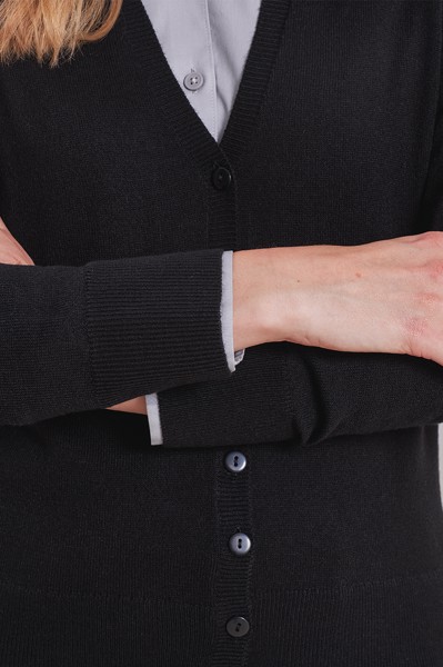 'Essential' Acrylic Women's Cardigan - Black / 6XL