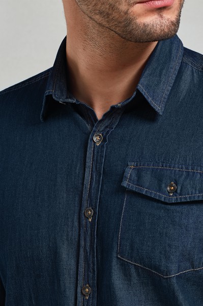 Men’S Jeans Stitch Denim Shirt - Black Denim / S