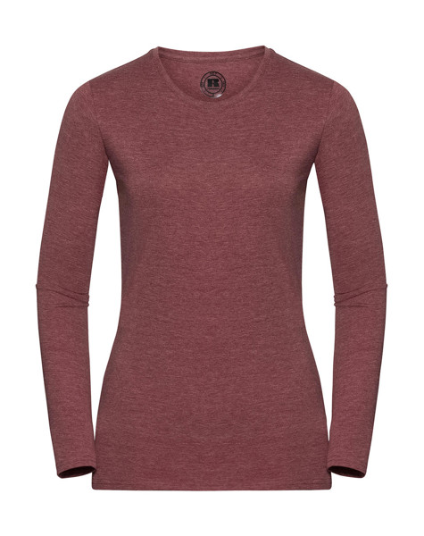Ladies Long Sleeve Hd T - Silver Marl / L