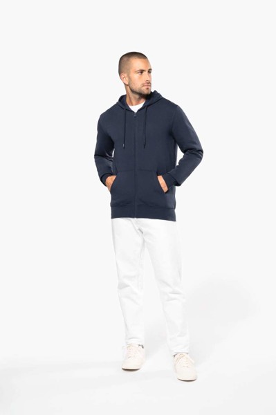 Men's Eco-Friendly Hooded Sweatshirt With Zip Fastening - Black / S