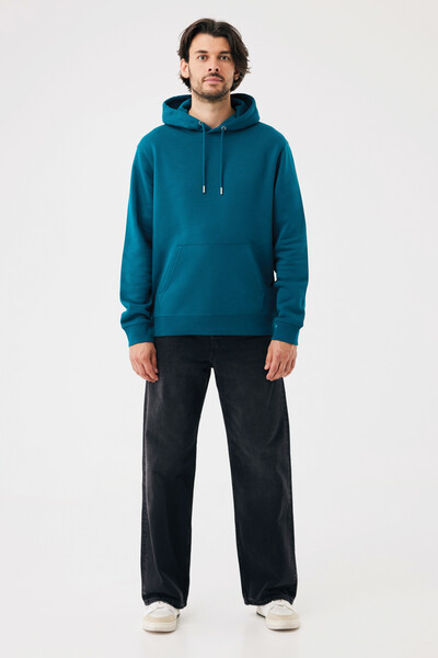 Mikina s kapucí IQONIQ Joshua z recyklované bavlny - Dark Teal / S