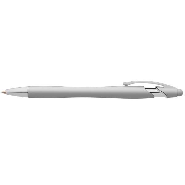 La Jolla Softy Monochrome Metallic Pen w/Stylus - Silver / Silkscreen