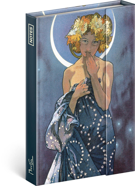 Notique Notes Alfons Mucha – Luna, Linkovaný, 11 x 16 cm