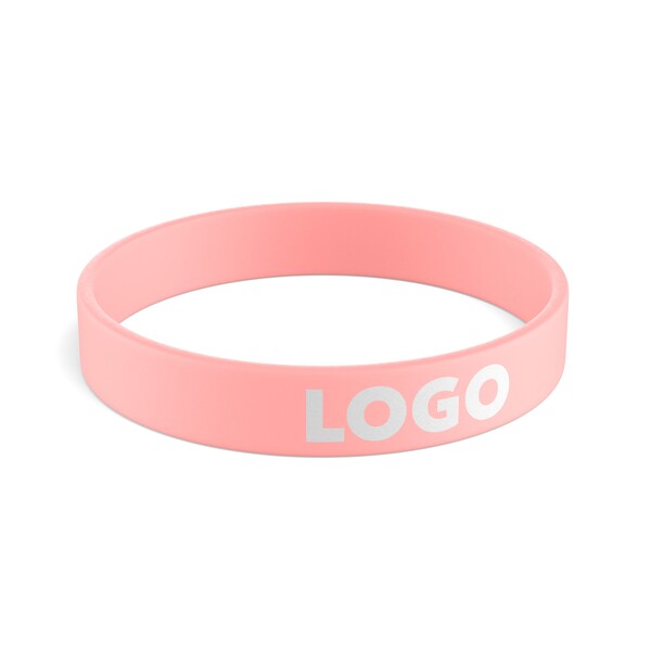 Pulseira de silicone personalizada (12mm width) - Coral Pink / 20x1.2x0.2cm