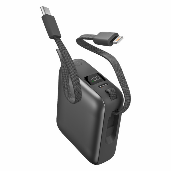 BUSHI - Batterie Powerbank 10,000 mAh avec câbles intégrés à charge rapide 22,5W