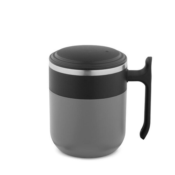 MALDINI. Cestovní hrnek s nerezovým vnitřkem a matným povrchem, 400 ml - Šedá