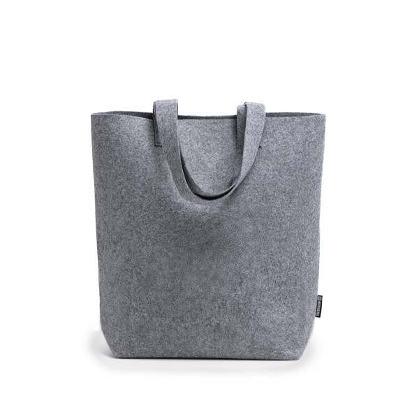Bolsa de fieltro reciclado personalizada con diseño vigoré y asas reforzadas