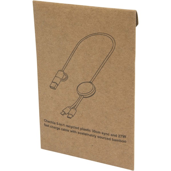 Câble 5 en 1 Citala en plastique recyclé de 30 cm pour la synchronisation des données et la charge rapide de 27 W - Bleu hale