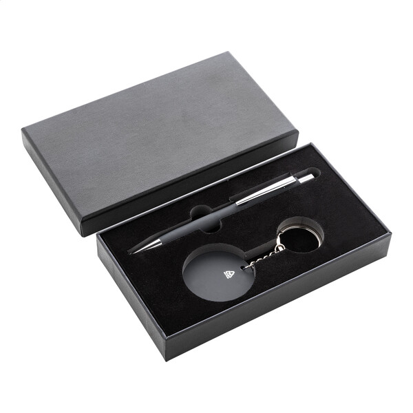 Pen And Keyring Set Miroset - Dark Grey