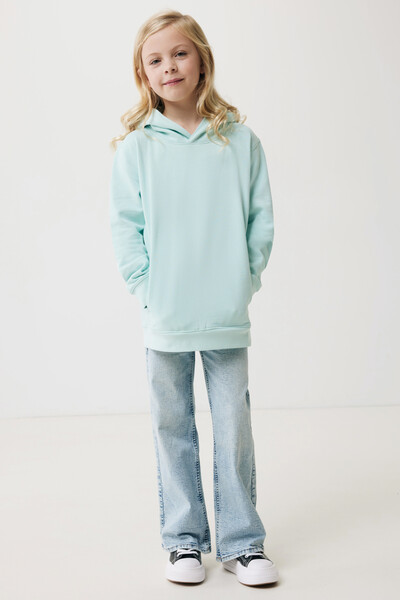 IQONIQ Yengo kids recycled cotton hoodie with sidepockets - Crushed Mint / 34