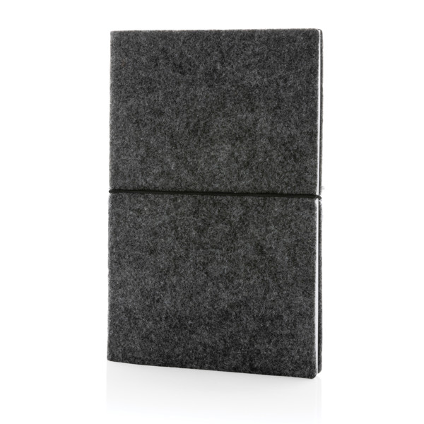 GRS certified recycled felt A5 softcover notebook - Black