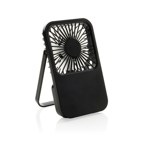 Aervina RCS recycled plastic re-chargeable desk fan - Black