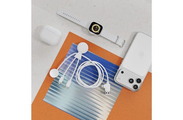 Câble multiple Xoopar Mr. Bio Long pour Apple/Samsung Watch 1 mètre - Blanc