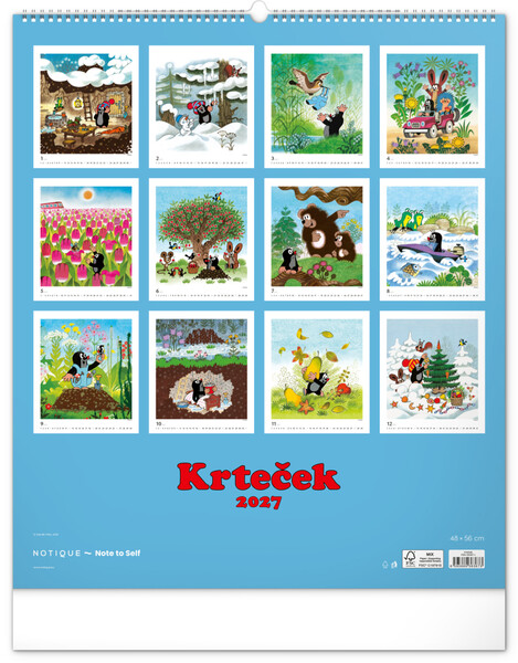Notique Nástěnný Kalendář Krteček 2027, 48 x 56 cm