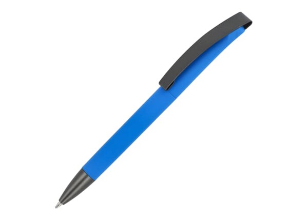 Stylo à bille Vegas avec clip métallique softtouch - Bleu