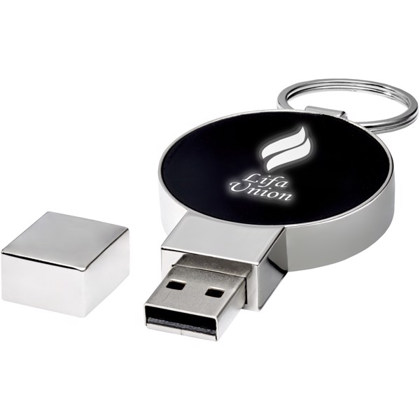 Runder Light Up USB Stick - schwarz / silber / weiss / 1GB