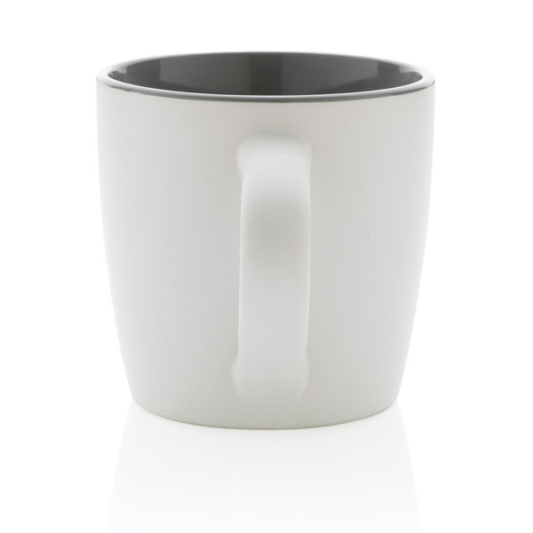 Ceramic mug with coloured inner 300ml - White / Grey