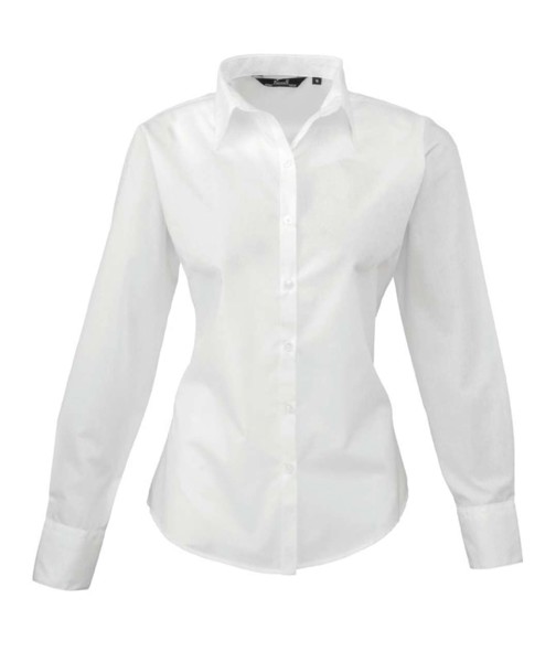 Women's Long Sleeve Poplin Blouse - White / XL