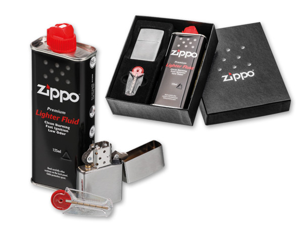 Kovový benzínový zapalovač ZIPPO BRUSH SET