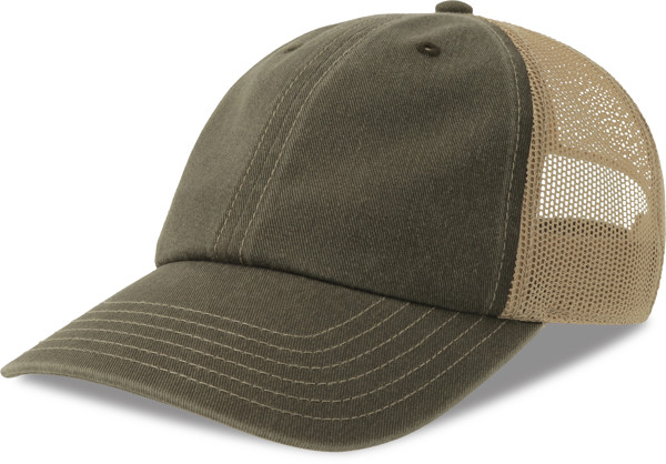 6 Panel Vintage Trucker Cap Atlantis | Teon - Olive / Khaki / onesize