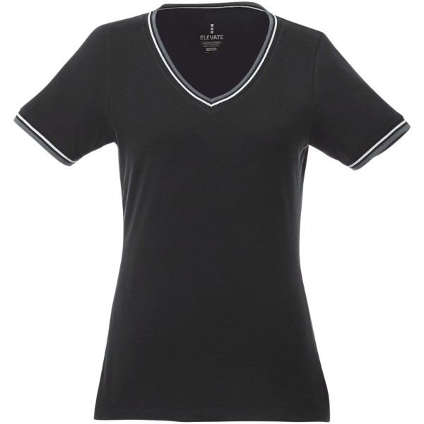 Camiseta de pico punto piqué para mujer "Elbert" - Negro Intenso / Mezcla De Grises / Blanco / XL
