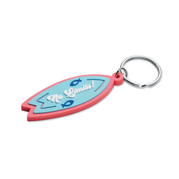 Custom shape PVC key ring with your logo on both sides - 60mm / Standard ring / Individual polybag