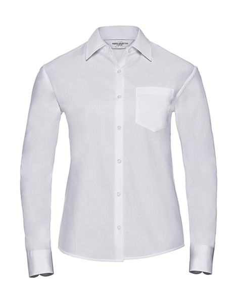 Ladies' Cotton Poplin ShirtLS - White / 4XL (48)