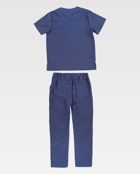 Conjunto Unissexo de Casaca e Calça em Tecido Elástico  - Azul-marinho 