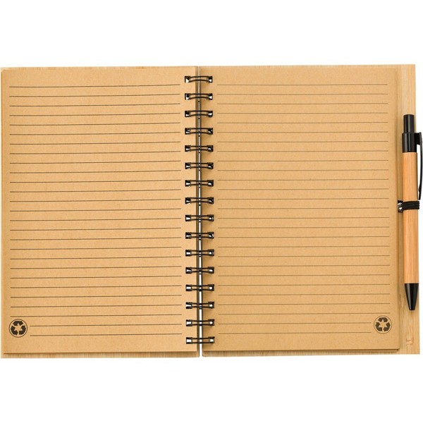 Bamboo notebook A5 with ball pen
