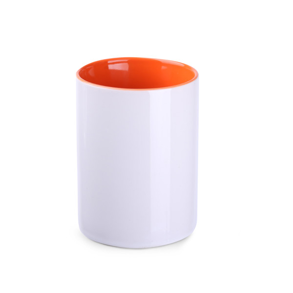 Evergreen ceramic mug, 350g, 103mm height - White / Orange