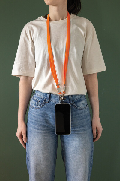 Crossbody lanyard Nivo RCS z recyklovaného PET - Oranžová