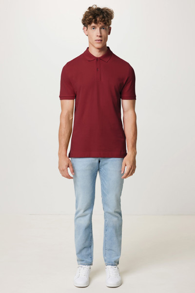 Polo en coton piqué et recyclé Iqoniq Yosemite - Rouge Bordeaux / M