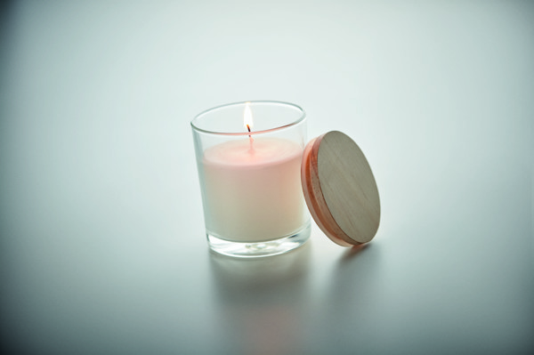 Ancient scented candle glass,bamboo lid,120g - Transparent