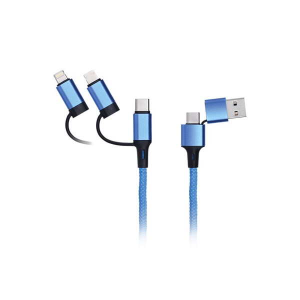 CABLE DE CHARGE RAPIDE ET TRANSFERT RETRACTABLE A RESSORT 6 EN 1 - Gris