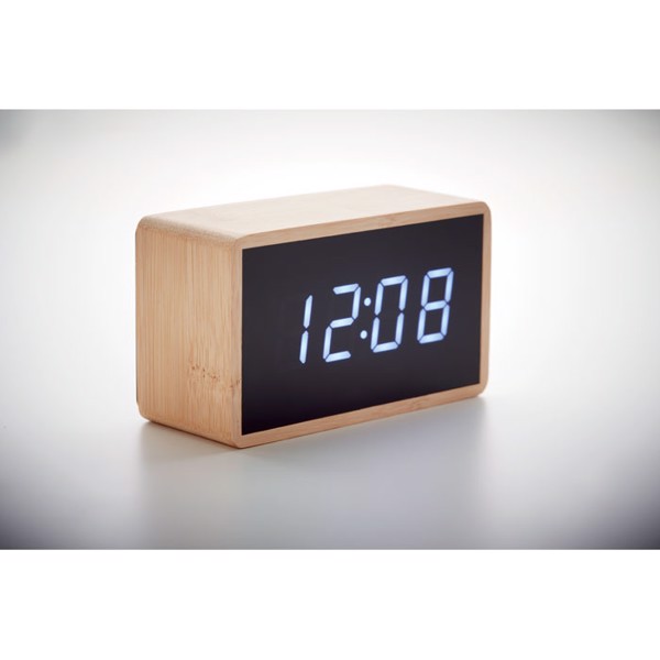MB - LED alarm clock bamboo casing Miri Clock
