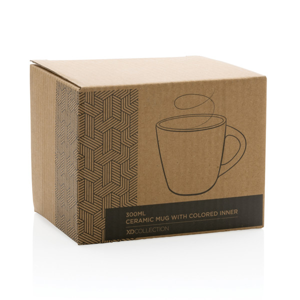Keramický hrnek s barevným vnitřkem 300ml - Hnědá / Šedá