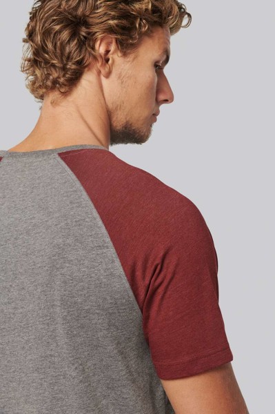 Adult Triblend Two-Tone Sports Short-Sleeved T-Shirt - Grey Heather / Sporty Royal Blue Heather / L