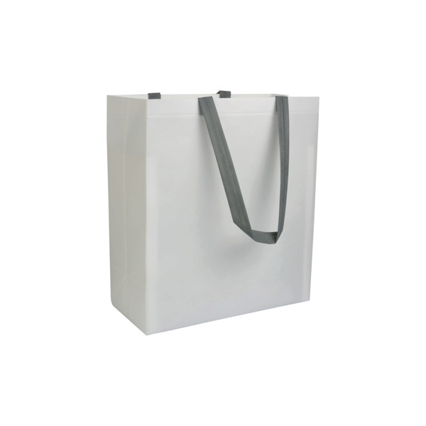 Laminated, Heat-Sealed 100 G/M2 Non-Woven Fabric Shopping Bag With Gusset - White