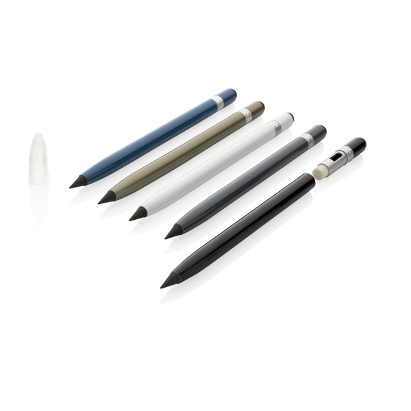 Aluminium inkless pen with eraser - Black