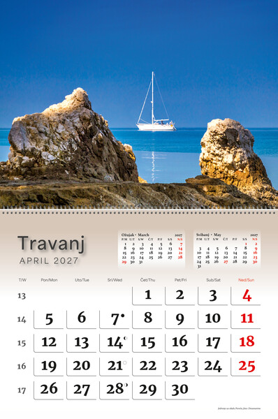 Preklopni zidni kalendar – Obala i more