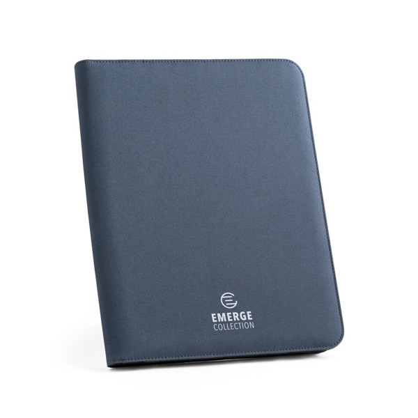 EMERGE FOLDER. A4 folder in recycled polyester (100% rPET) 300D with zipper - Blue