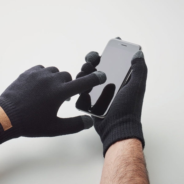 Dactile touch screen gloves RPET,cork label